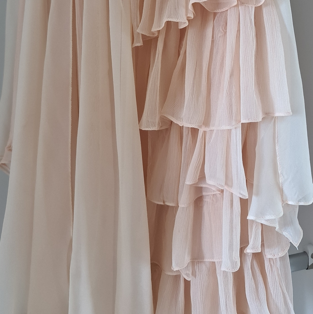 🎁Designer Gerry Shaw Pink Frill One Off Shoulder Jewel Dress - Picture 5 of 14